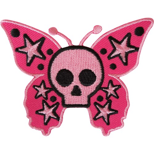 Pink skull butterfly - skull, star